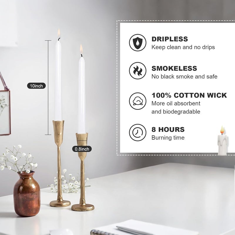 Ksefsy Ksefey 10 Inch White Taper Candles Set of 6 - Dripless,Unscented,8 Hours Burn Time-Perfect for Wedding,Dinner,Party and Home Decor - Image 2